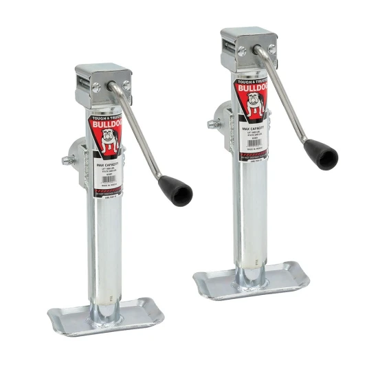 Bulldog 5K Pipe Mount Swivel Trailer Jack with Sidewind Handle and 15 Inch Lift – 2 Pack