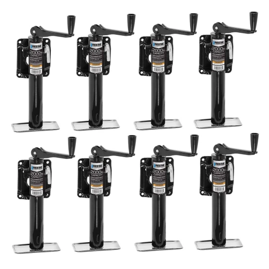 Reese 8-Pack 2K Snap Ring Swivel Trailer Jacks with 10" Lift and Topwind Handle