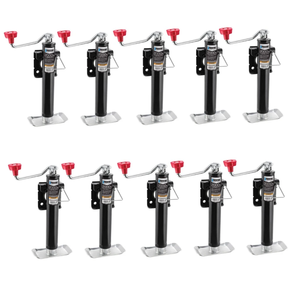 Reese 10-Pack 2K Snap Ring Swivel Trailer Jacks with 10" Lift and Topwind Handle