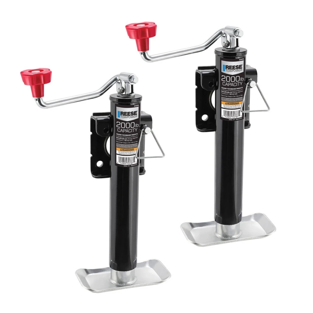 Reese 2K Weld-On Snap Ring Swivel Trailer Jack with 10" Lift and Topwind Handle – 2-Pack