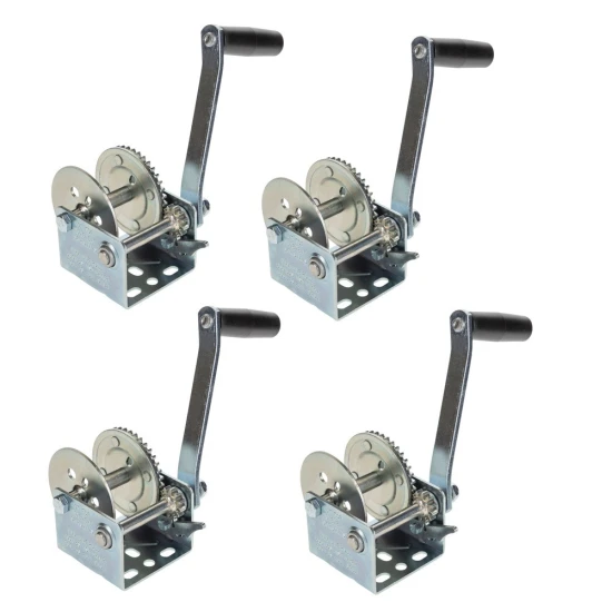 Reese 600 lb Single-Speed Trailer Winch No Strap 3:1:1 Gear Zinc – 4 Pack