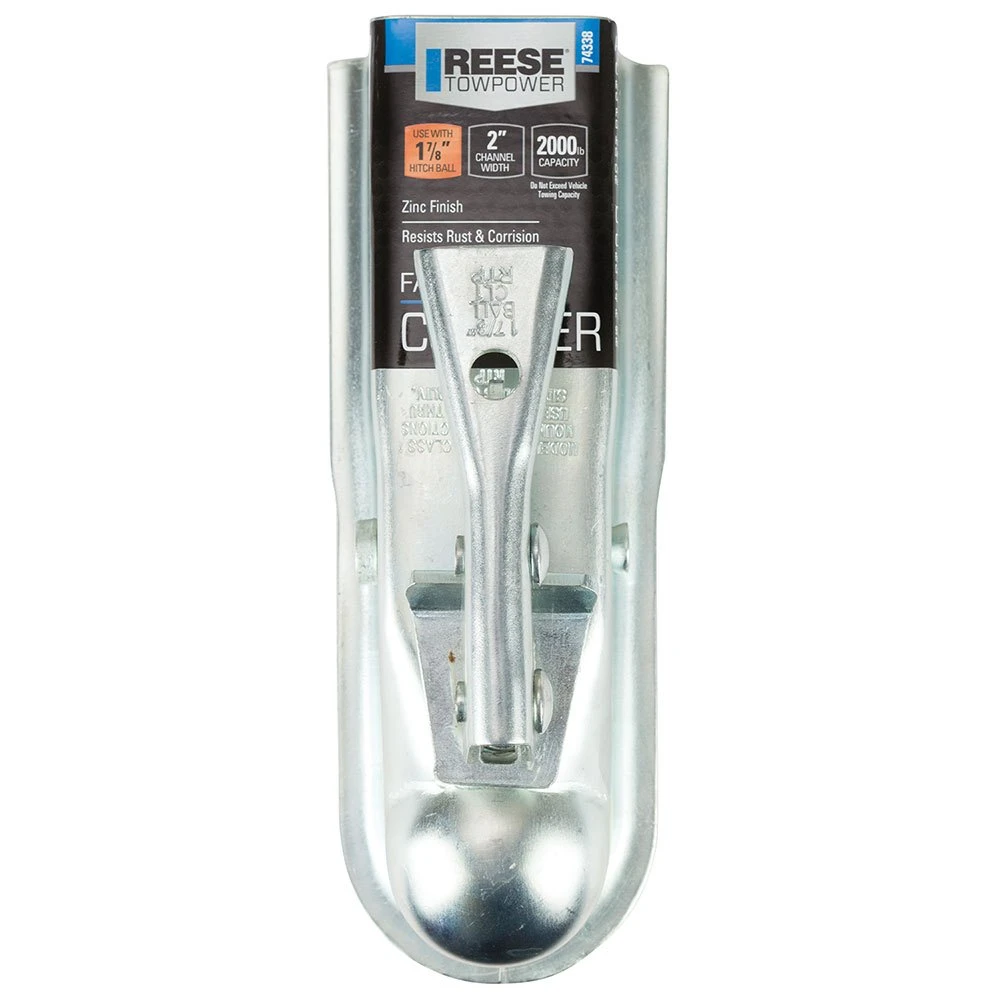 Reese 8-pack 2K Straight Trailer Coupler 1-7/8" Ball 2" Channel Fas-Lok Zinc