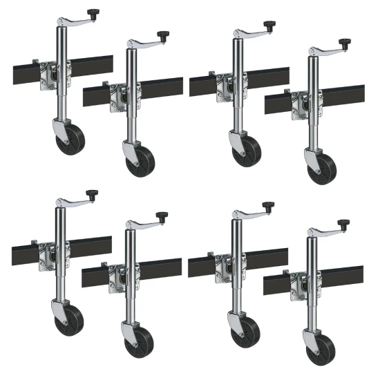 Reese 600 lb bolt-on swivel trailer jacks with 6" wheel and 10" lift – 8-pack