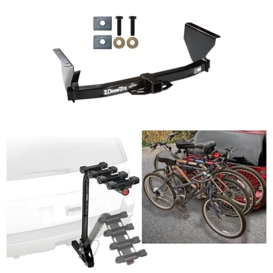 Trailer Hitch w/ 4 Bike Rack For 99-04 Jeep Grand Cherokee Approved for Recreational & Offroad Use Carrier for Adult Woman or Child Bicycles Foldable