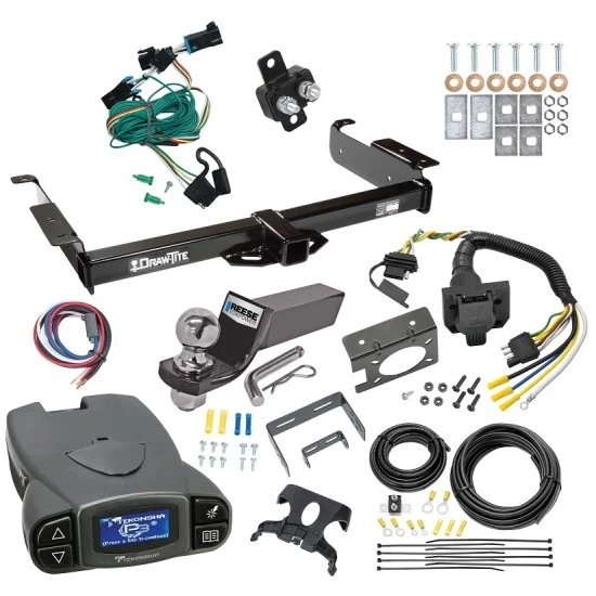 75189 85343 20506 7012a 118335 21536 90195 Draw-Tite Trailer Hitch Tow Package Prodigy P3 Brake Control 96-99 Chevy Express GMC Savana 1500 2500 3500 7-Way RV Wiring 2" Drop Mount 2" Ball Class 3 2" Receiver Tekonsha 96 97 98 99 1996 1997 1 Trailer Hitch Tow Package Prodigy P3 Brake Control For 96-99 Chevy Express GMC Savana 1500 2500 3500 w/ 7-Way RV Wiring 2" Drop Mount 2" Ball Class 3 2" Receiver Draw-Tite Tekonsha