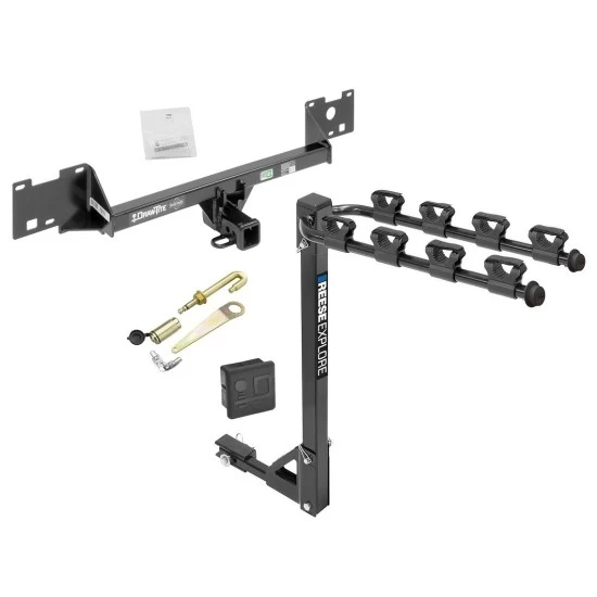 Trailer Tow Hitch w/ 4 Bike Rack For 15-22 RAM ProMaster City tilt away adult or child arms fold down carrier w/ Lock and Cover