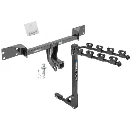 Trailer Tow Hitch w/ 4 Bike Rack For 15-19 Mercedes GLA45AMG 15-20 GLA250 17-19 INFINITI QX30 Except Sport tilt away adult or child arms fold down carrier
