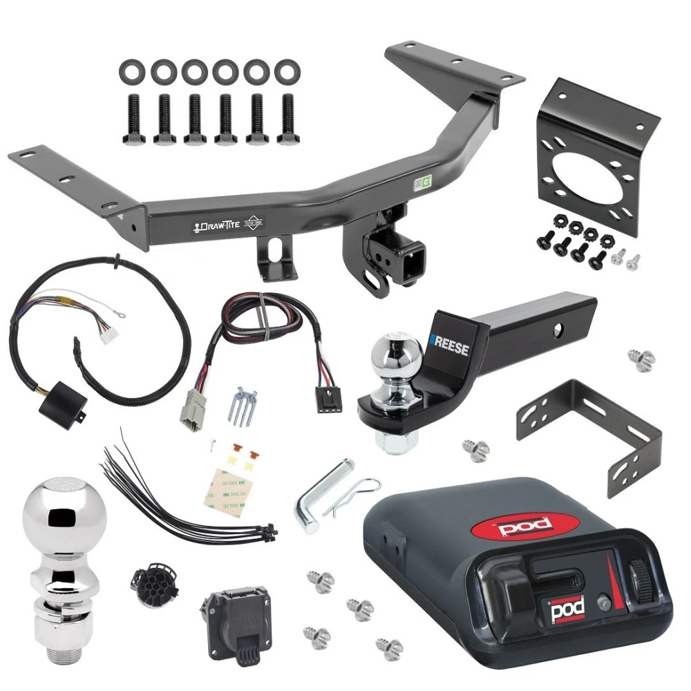 For 2014-2020 Acura MDX Trailer Hitch Tow PKG w/ Pro Series POD Brake Control + Plug & Play BC Adapter + 7-Way RV Wiring + 2" & 2-5/16" Ball & Drop Mount (Excludes: w/Full Size Spare Tire Models) By Draw-Tite