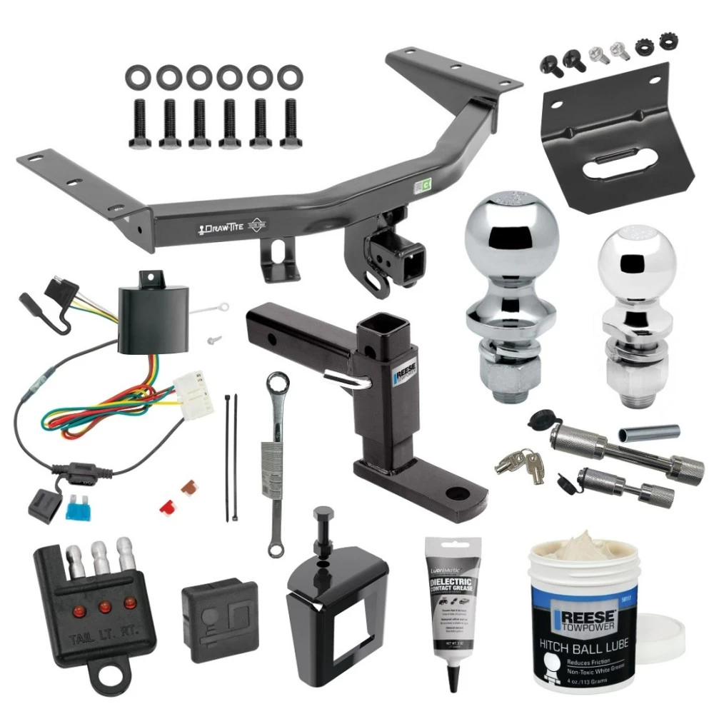 For 2014-2020 Acura MDX Trailer Hitch kit by: Draw-Tite For 2014-2020 Acura MDX Trailer Hitch Tow PKG w/ 4-Flat Wiring + Adjustable Drop Rise Ball Mount + 2" Ball + 1-7/8" Ball + Wiring Bracket + Hitch Cover + Dual Hitch & Coupler Locks + Wiring Tester + Ball Lube + Electric Grease + Ball Wrench