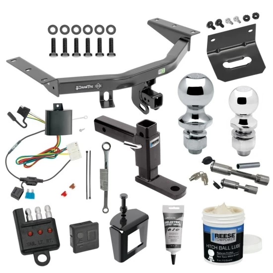 For 2014-2020 Acura MDX Trailer Hitch kit by: Draw-Tite For 2014-2020 Acura MDX Trailer Hitch Tow PKG w/ 4-Flat Wiring + Adjustable Drop Rise Ball Mount + 2" Ball + 1-7/8" Ball + Wiring Bracket + Hitch Cover + Dual Hitch & Coupler Locks + Wiring Tester + Ball Lube + Electric Grease + Ball Wrench