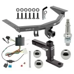 For 2014-2020 Acura MDX Trailer Hitch Tow PKG w/ 4-Flat Wiring + Adjustable Drop Rise Ball Mount + Pin/Clip + Interchangeable 1-7/8" & 2" & 2-5/16" Balls (Excludes: w/Full Size Spare Tire Models) By Draw-Tite
