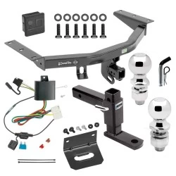 For 2014-2020 Acura MDX Trailer Hitch Tow PKG w/ 4-Flat Wiring + Adjustable Drop Rise Ball Mount + Pin/Clip + 2" Ball + 2-5/16" Ball + Wiring Bracket + Hitch Cover (Excludes: w/Full Size Spare Tire Models) By Draw-Tite