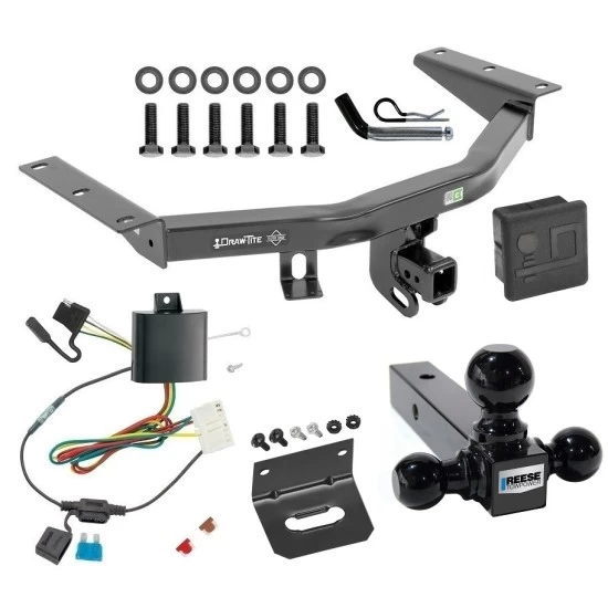 For 2014-2020 Acura MDX Trailer Hitch Tow PKG w/ 4-Flat Wiring + Triple Ball Ball Mount 1-7/8" & 2" & 2-5/16" Trailer Balls + Pin/Clip + Wiring Bracket + Hitch Cover (Excludes: w/Full Size Spare Tire Models) By Draw-Tite