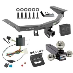 For 2014-2020 Acura MDX Trailer Hitch Tow PKG w/ 4-Flat Wiring + Triple Ball Ball Mount 1-7/8" & 2" & 2-5/16" Trailer Balls + Pin/Clip + Wiring Bracket + Hitch Cover (Excludes: w/Full Size Spare Tire Models) By Draw-Tite