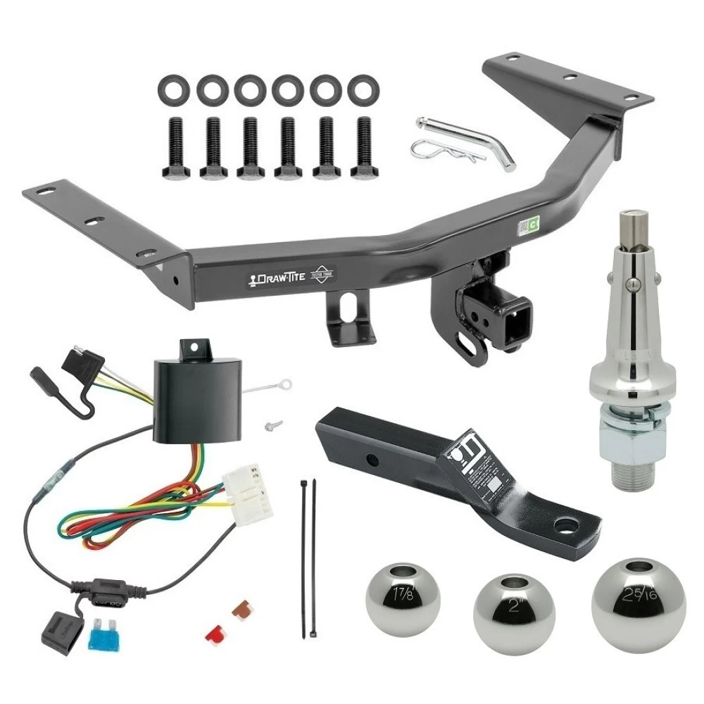 For 2014-2020 Acura MDX Trailer Hitch Tow PKG w/ 4-Flat Wiring + Ball Mount w/ 2" Drop + Interchangeable Ball 1-7/8" & 2" & 2-5/16" (Excludes: w/Full Size Spare Tire Models) By Draw-Tite