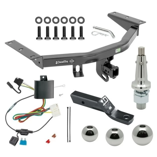 For 2014-2020 Acura MDX Trailer Hitch Tow PKG w/ 4-Flat Wiring + Ball Mount w/ 2" Drop + Interchangeable Ball 1-7/8" & 2" & 2-5/16" (Excludes: w/Full Size Spare Tire Models) By Draw-Tite