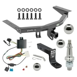 For 2014-2020 Acura MDX Trailer Hitch Tow PKG w/ 4-Flat Wiring + Ball Mount w/ 4" Drop + Interchangeable Ball 1-7/8" & 2" & 2-5/16" (Excludes: w/Full Size Spare Tire Models) By Draw-Tite