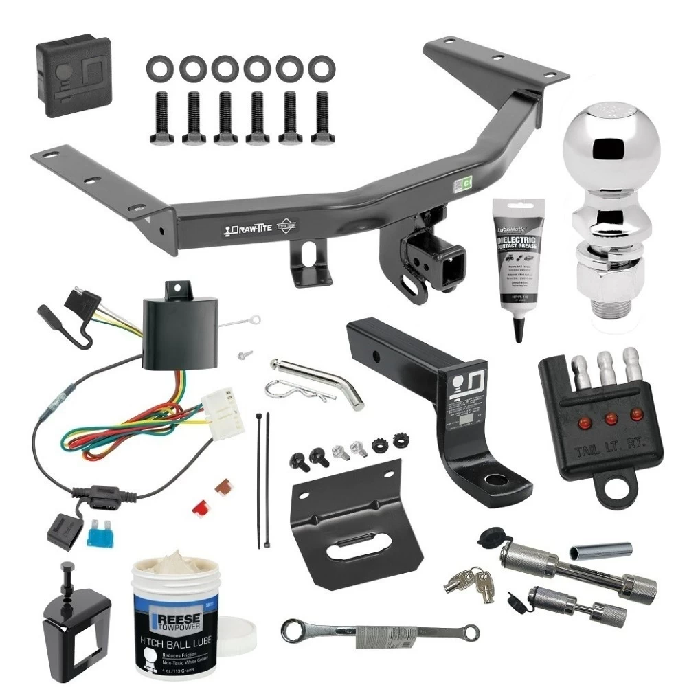 For 2014-2020 Acura MDX Trailer Hitch kit by: Draw-Tite For 2014-2020 Acura MDX Trailer Hitch Tow PKG w/ 4-Flat Wiring + Ball Mount w/ 4" Drop + 2-5/16" Ball + Wiring Bracket + Hitch Cover + Dual Hitch & Coupler Locks + Wiring Tester + Ball Lube + Electric Grease + Ball Wrench + Anti Rattle Devic
