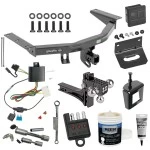 For 14-20 Acura MDX Trailer Hitch Tow PKG Wiring+Adjustable Drop Rise Triple Ball Ball Mount 1-7/8" & 2" & 2-5/16" Balls+Bracket+Cover+Dual Hitch & Locks+Wiring Tester+Ball Lube +Electric Grease+Ball Wrench+Anti Rattle Device