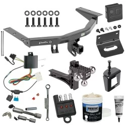 For 14-20 Acura MDX Trailer Hitch Tow PKG Wiring+Adjustable Drop Rise Triple Ball Ball Mount 1-7/8" & 2" & 2-5/16" Balls+Bracket+Cover+Dual Hitch & Locks+Wiring Tester+Ball Lube +Electric Grease+Ball Wrench+Anti Rattle Device