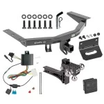 For 2014-2020 Acura MDX Trailer Hitch Tow PKG w/ 4-Flat Wiring + Adjustable Drop Rise Triple Ball Ball Mount 1-7/8" & 2" & 2-5/16" Trailer Balls + Pin/Clip + Wiring Bracket + Hitch Cover By Draw-Tite