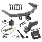 For 14-20 Acura MDX All Models Trailer Hitch Tow PKG w/ 4-Flat Wiring + Interlock Tactical Starter Kit w/ 3-1/4" Drop & 2" Ball + Tactical Dogbone Lock + Wiring Bracket By Draw-Tite