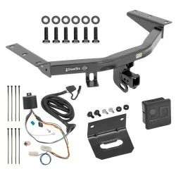 For 16-22 Honda Pilot All Models Trailer Hitch Tow PKG w/ 4-Flat Wiring Harness + Wiring Bracket + Hitch Cover By Draw-Tite