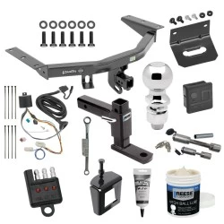 For 2016-2022 Honda Pilot Trailer Hitch Tow PKG w/ 4-Flat Wiring + Adjustable Drop Rise Ball Mount + 2-5/16" Ball + Bracket +Cover +Dual Hitch & Coupler Locks +Wiring Tester+Ball Lube+Electric Grease+Ball Wrench+Anti Rattle Device