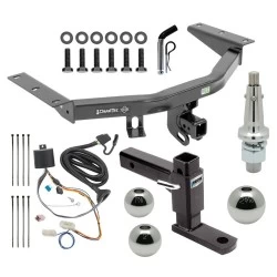 For 2016-2022 Honda Pilot Trailer Hitch Tow PKG w/ 4-Flat Wiring + Adjustable Drop Rise Ball Mount + Pin/Clip + Interchangeable 1-7/8" & 2" & 2-5/16" Balls By Draw-Tite