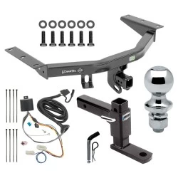 For 2016-2022 Honda Pilot Trailer Hitch Tow PKG w/ 4-Flat Wiring + Adjustable Drop Rise Ball Mount + Pin/Clip + 1-7/8" Ball By Draw-Tite