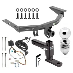 For 2016-2022 Honda Pilot Trailer Hitch Tow PKG w/ 4-Flat Wiring + Adjustable Drop Rise Ball Mount + Pin/Clip + 2" Ball By Draw-Tite