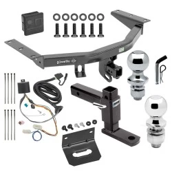 For 2016-2022 Honda Pilot Trailer Hitch Tow PKG w/ 4-Flat Wiring + Adjustable Drop Rise Ball Mount + Pin/Clip + 2" Ball + 1-7/8" Ball + Wiring Bracket + Hitch Cover By Draw-Tite