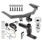 For 2016-2022 Honda Pilot Trailer Hitch Tow PKG w/ 4-Flat Wiring + Adjustable Drop Rise Ball Mount + Pin/Clip + 2-5/16" Ball By Draw-Tite