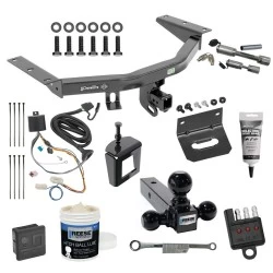For 2016-2022 Honda Pilot Trailer Hitch Tow PKG Wiring +Triple Ball Ball Mount 1-7/8" & 2" & 2-5/16" Trailer Balls+Bracket+Cover+Dual Hitch & Coupler Locks+Wiring Tester+Ball Lube + Electric Grease+Ball Wrench+Anti Rattle Device
