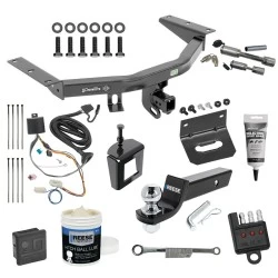 For 2016-2022 Honda Pilot Trailer Hitch Tow PKG Wiring + Starter Kit Ball Mount w/ 2" Drop & 2" Ball + Bracket +Cover + Dual Hitch & Coupler Locks + Wiring Tester + Ball Lube + Electric Grease + Ball Wrench + Anti Rattle Device