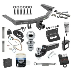 For 2016-2022 Honda Pilot Trailer Hitch Tow PKG Wiring + Starter Kit Ball Mount w/ 2" Drop & 2" Ball+1-7/8" Ball + Bracket+Cover+Dual Hitch & Coupler Locks+Wiring Tester+Ball Lube + Electric Grease + Ball Wrench + Anti Rattle Device