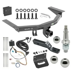 For 2016-2022 Honda Pilot Trailer Hitch Tow PKG w/ 4-Flat Wiring + Ball Mount w/ 2" Drop + Interchangeable Ball 1-7/8" & 2" & 2-5/16" + Wiring Bracket + Hitch Cover By Draw-Tite