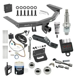 For 16-22 Honda Pilot Trailer Hitch Tow PKG Wiring+Ball Mount 2" Drop + Interchangeable Ball 1-7/8" & 2" & 2-5/16" +Bracket+Dual Hitch & Coupler Locks+Wiring Tester+Ball Lube+Electric Grease+Ball Wrench+Anti Rattle Device
