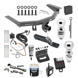 For 2016-2022 Honda Pilot Trailer Hitch Tow PKG Wiring + Ball Mount w/ 2" Drop + 2" Ball + 2-5/16" Ball +Bracket +Cover +Dual Hitch & Coupler Locks+Wiring Tester+Ball Lube+Electric Grease + Ball Wrench + Anti Rattle Device