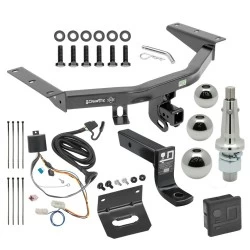 For 2016-2022 Honda Pilot Trailer Hitch Tow PKG w/ 4-Flat Wiring + Ball Mount w/ 4" Drop + Interchangeable Ball 1-7/8" & 2" & 2-5/16" + Wiring Bracket + Hitch Cover By Draw-Tite