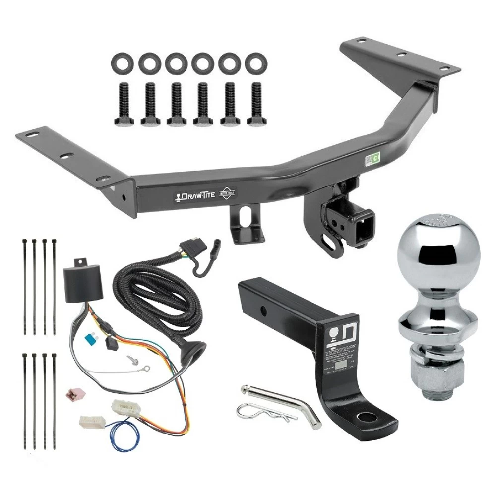 For 2016-2022 Honda Pilot Trailer Hitch Tow PKG w/ 4-Flat Wiring + Ball Mount w/ 4" Drop + 1-7/8" Ball By Draw-Tite