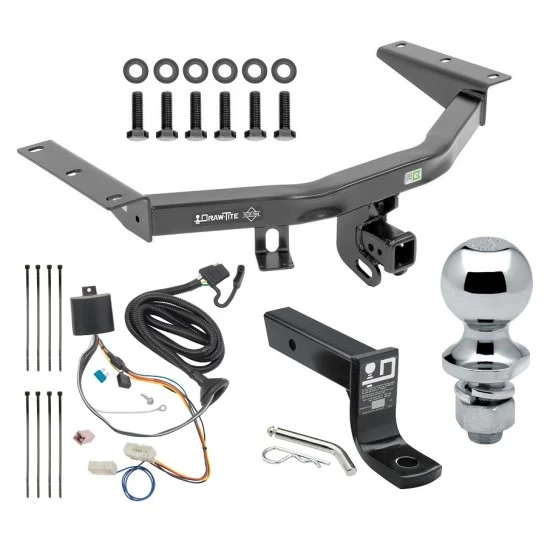 For 2016-2022 Honda Pilot Trailer Hitch Tow PKG w/ 4-Flat Wiring + Ball Mount w/ 4" Drop + 1-7/8" Ball By Draw-Tite