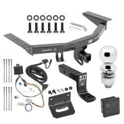 For 16-22 Honda Pilot All Models Trailer Hitch Tow PKG w/ 4-Flat Wiring + Ball Mount w/ 4" Drop + 2" Ball + Wiring Bracket + Hitch Cover By Draw-Tite