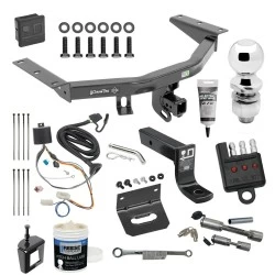 For 2016-2022 Honda Pilot Trailer Hitch Tow PKG Wiring + Ball Mount w/ 4" Drop + 2" Ball + Bracket + Cover + Dual Hitch & Coupler Locks +Wiring Tester + Ball Lube + Electric Grease + Ball Wrench + Anti Rattle Device