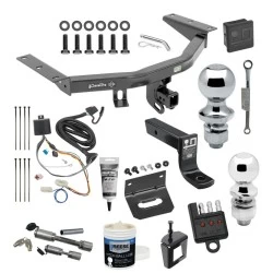 For 2016-2022 Honda Pilot Trailer Hitch Tow PKG Wiring + Ball Mount w/ 4" Drop + 2" + 1-7/8" Ball + Bracket + Cover + Dual Hitch & Coupler Locks + Wiring Tester + Ball Lube + Electric Grease + Ball Wrench + Anti Rattle Device