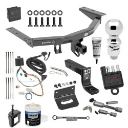 For 2016-2022 Honda Pilot Trailer Hitch Tow PKG Wiring + Ball Mount w/ 4" Drop + 2-5/16" Ball + Bracket + Cover + Dual Hitch & Coupler Locks + Wiring Tester + Ball Lube + Electric Grease + Ball Wrench + Anti Rattle Device