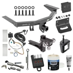 For 16-22 Honda Pilot Trailer Hitch Tow PKG Wiring+Adjustable Drop Rise Triple Ball Mount 1-7/8" & 2" & 2-5/16" +Bracket+Dual Hitch & Coupler Locks +Wiring Tester +Ball Lube+Electric Grease+Ball Wrench+Anti Rattle Device