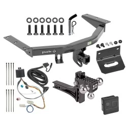 For 2016-2022 Honda Pilot Trailer Hitch Tow PKG w/ 4-Flat Wiring + Adjustable Drop Rise Triple Ball Ball Mount 1-7/8" & 2" & 2-5/16" Trailer Balls + Pin/Clip + Wiring Bracket + Hitch Cover By Draw-Tite