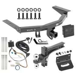 For 2016-2022 Honda Pilot Trailer Hitch Tow PKG w/ 4-Flat Wiring + Dual Adjustable Drop Rise Ball Ball Mount 2" & 2-5/16" Trailer Balls + Pin/Clip + Wiring Bracket + Hitch Cover By Draw-Tite