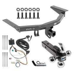 For 2016-2022 Honda Pilot Trailer Hitch Tow PKG w/ 4-Flat Wiring + Triple Ball Ball Mount 1-7/8" & 2" & 2-5/16" Trailer Balls w/ Tow Hook + Pin/Clip By Draw-Tite